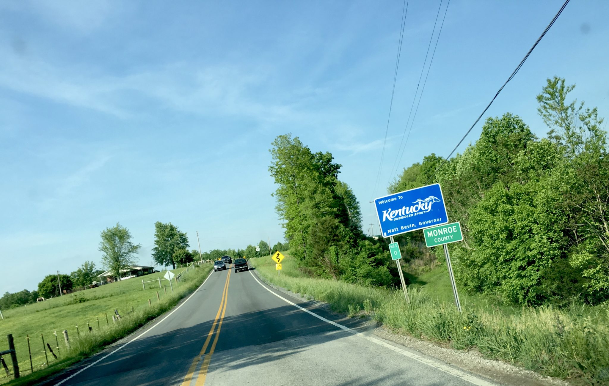 First State Border on Our Big Trip Moss, Tennessee into Tompkinsville
