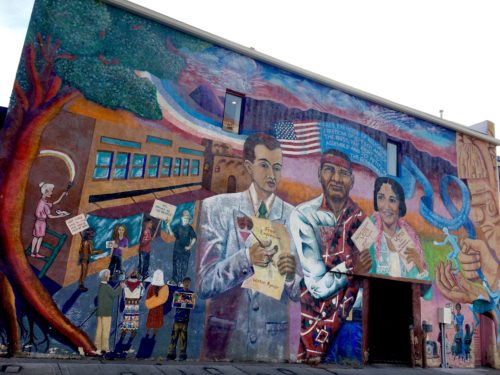 Homeschoolers homeschooling family travel adventure things to do with kids teens albuquerque new mexico nm history culture downtown historic route 66 mother road street art murals buildings spgfan smiles per gallon murosABQ los muros de burque
