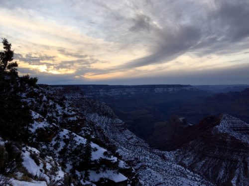 Homeschoolers homeschooling family travel adventure things to do with kids teens grand canyon village arizona az national parks nps snowy sunset desert view watchtower grand canyon sunset spgfan smiles per gallon
