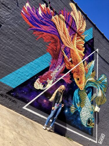 Homeschoolers homeschooling family travel adventure things to do with kids teens chattanooga tn tennessee urban canvas street art murals spraypaint grafitti dimensional evolution by the artist seven spgfan smiles per gallon
