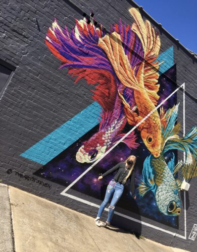 Homeschoolers homeschooling family travel adventure things to do with kids teens chattanooga tn tennessee urban canvas street art murals spraypaint grafitti dimensional evolution by the artist seven spgfan smiles per gallon
