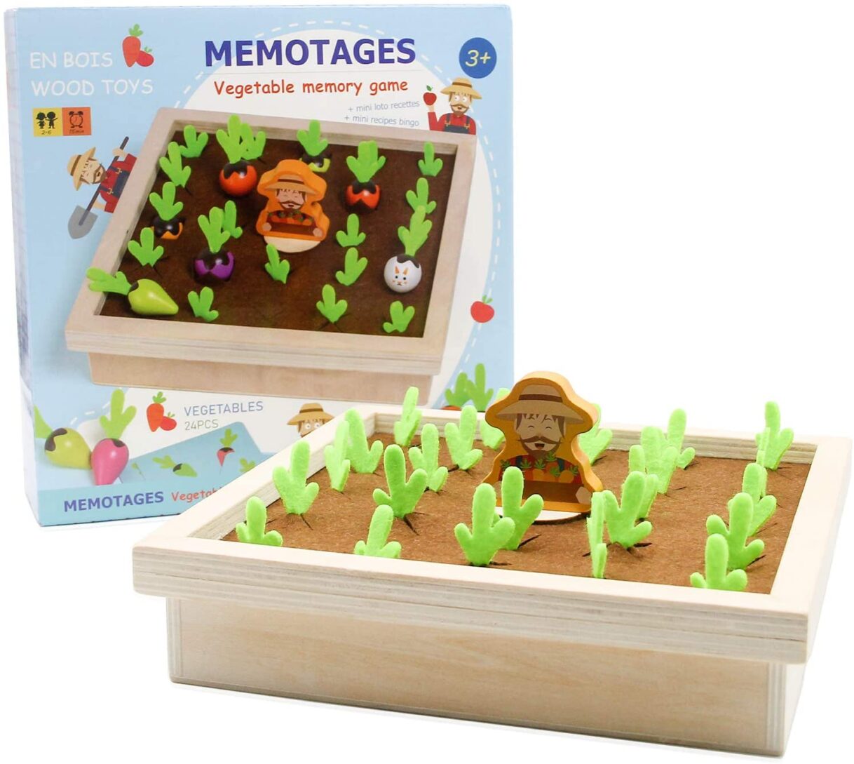 Life’s a Garden Dig It: MerryHeart Wooden Carrot Harvest Toy Color Radish Memory and Sorting Game