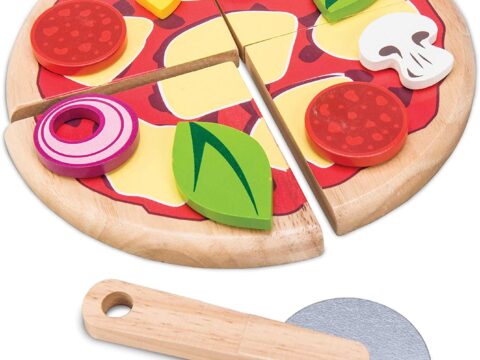 TOP BRIGHT Pizza Toys, Kids Play Food Wooden Pizza Making Toy Set with  Toppings & Oven, Pretend Play Kitchen Cooking Playset