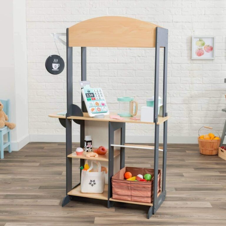 Hip Kids Food, Farm, and Fun KidKraft Lets Pretend Shopkeeper Stand