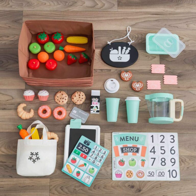 Hip Kids Food, Farm, and Fun KidKraft Lets Pretend Shopkeeper Stand