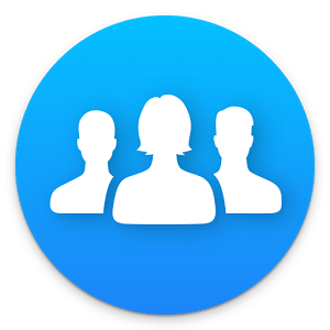 A round blue circle with a white profile of three people, this is the logo for Facebook Groups