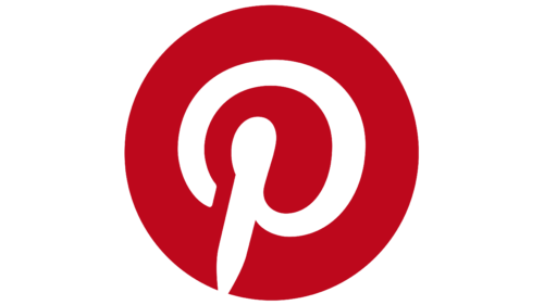 A round red circle with a white lower case cursive letter p, this is the logo for Pinterest