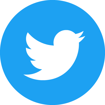 A round blue circle with a white profile of a bird, this is the logo for Twitter
