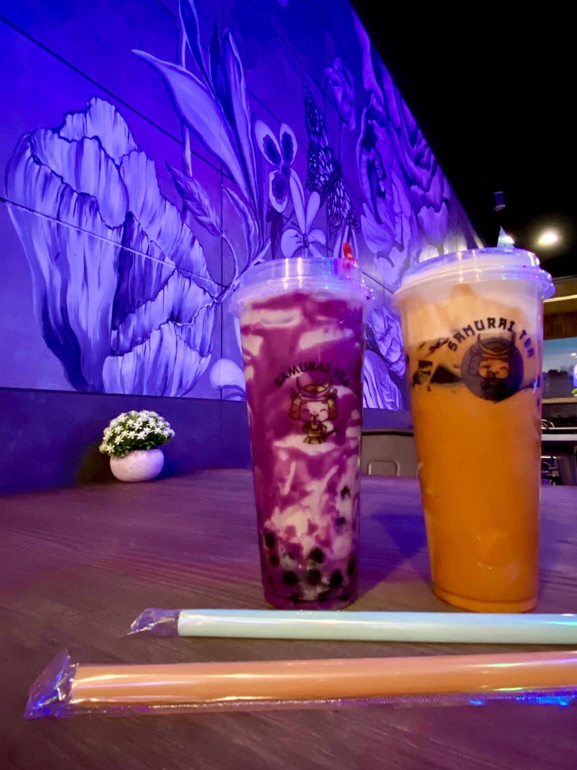  Sasuke Ube Swirl Taro Milk Tea And Thai Milk Tea With Cheese Foam And