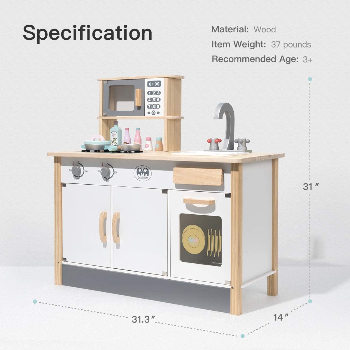 ROBUD Kids Kitchen Playset Wooden Kids Play Kitchen Set Pretend Play ...