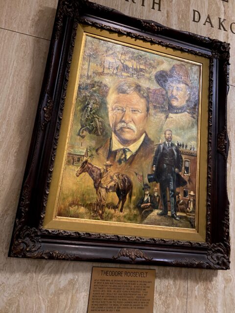 A Portrait Compilation of Theodore Roosevelt in the North Dakota State Capitol Building in the Rough Riders Awards in the North Dakota Hall of Fame